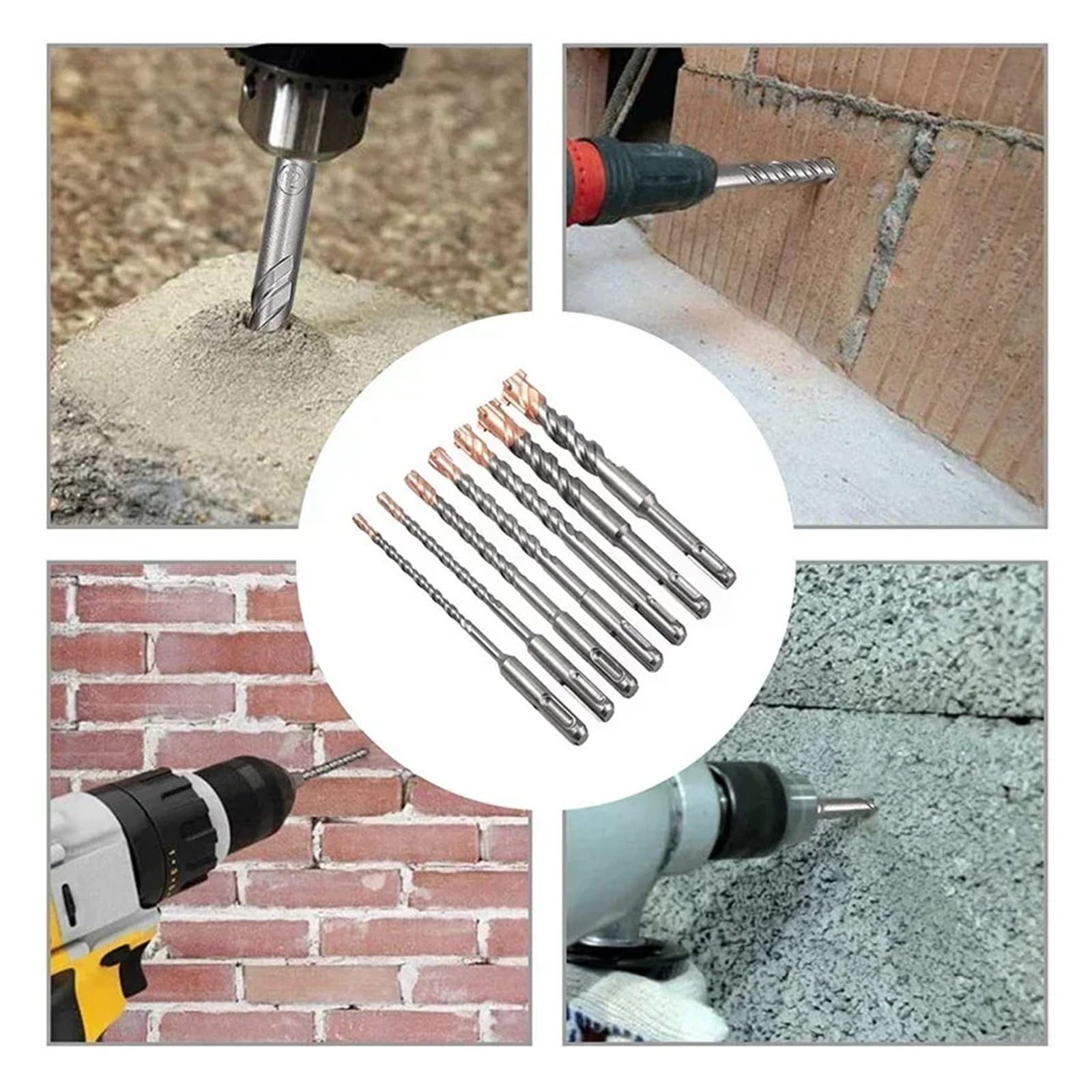 7 sztuk 4-ostrzowe SDS Plus zestaw wierteł udarowych 5 6 8 10 12 14 16 18mm 160 200mm do betonu cegła blok kamienny mur i granit(6-8-10-12-14-16 200)