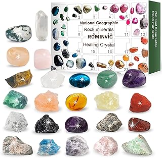 Rock Advent Calendar 2023,Christmas Countdown Calendar-24 Days Ore,Minerals, Gemstones&Crystal,Advent Calendar with 24 Gemstones to Open Each Day for Kids Adult,Scientific Gift for Girls Boys