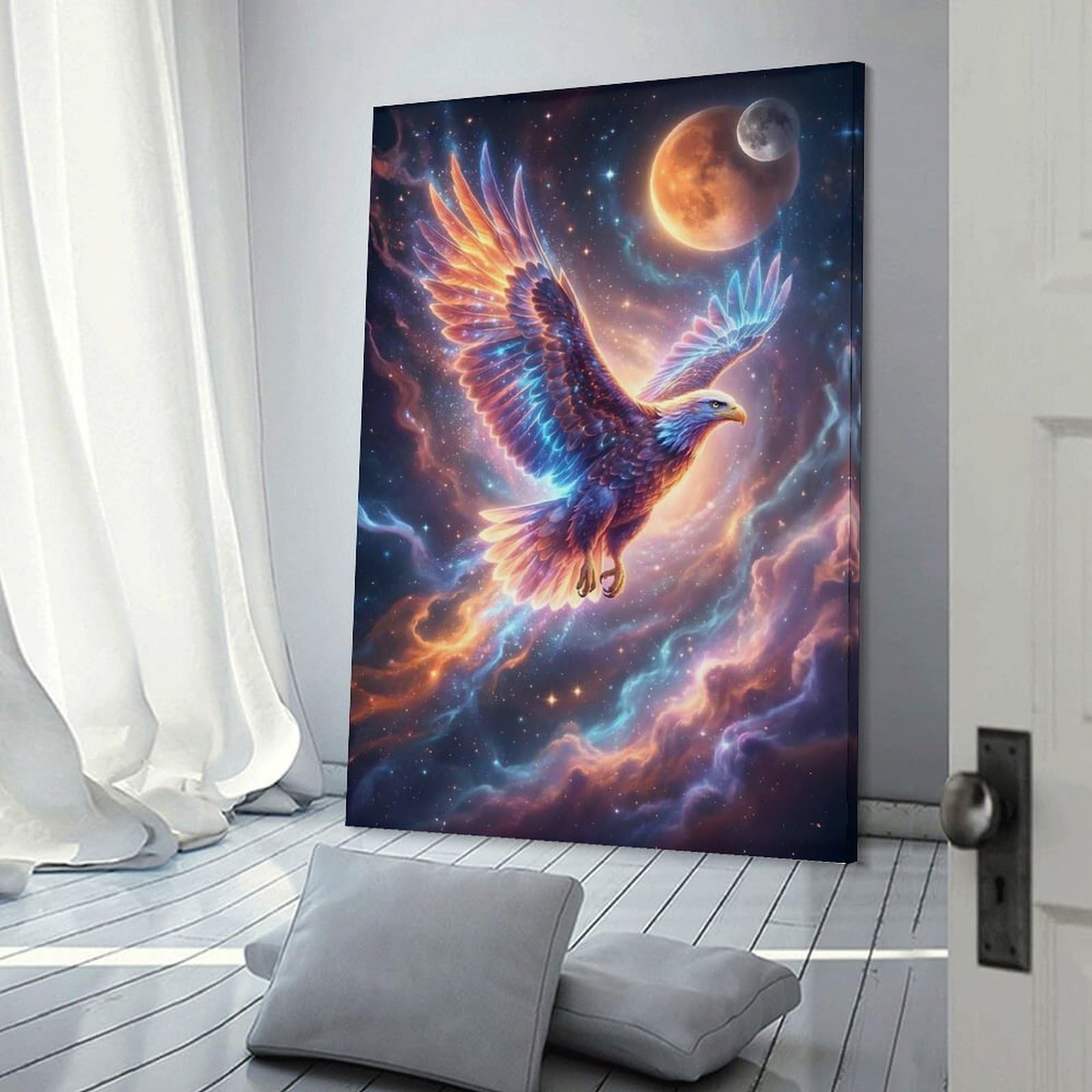 Junmoney Decorative Wall Artwork Cosmic Eagle in Nebula, 24x36inch(60x90cm), for Lounge, Bedroom Or Personal Spaces, Gift Idea for Housewarming And Birthdays