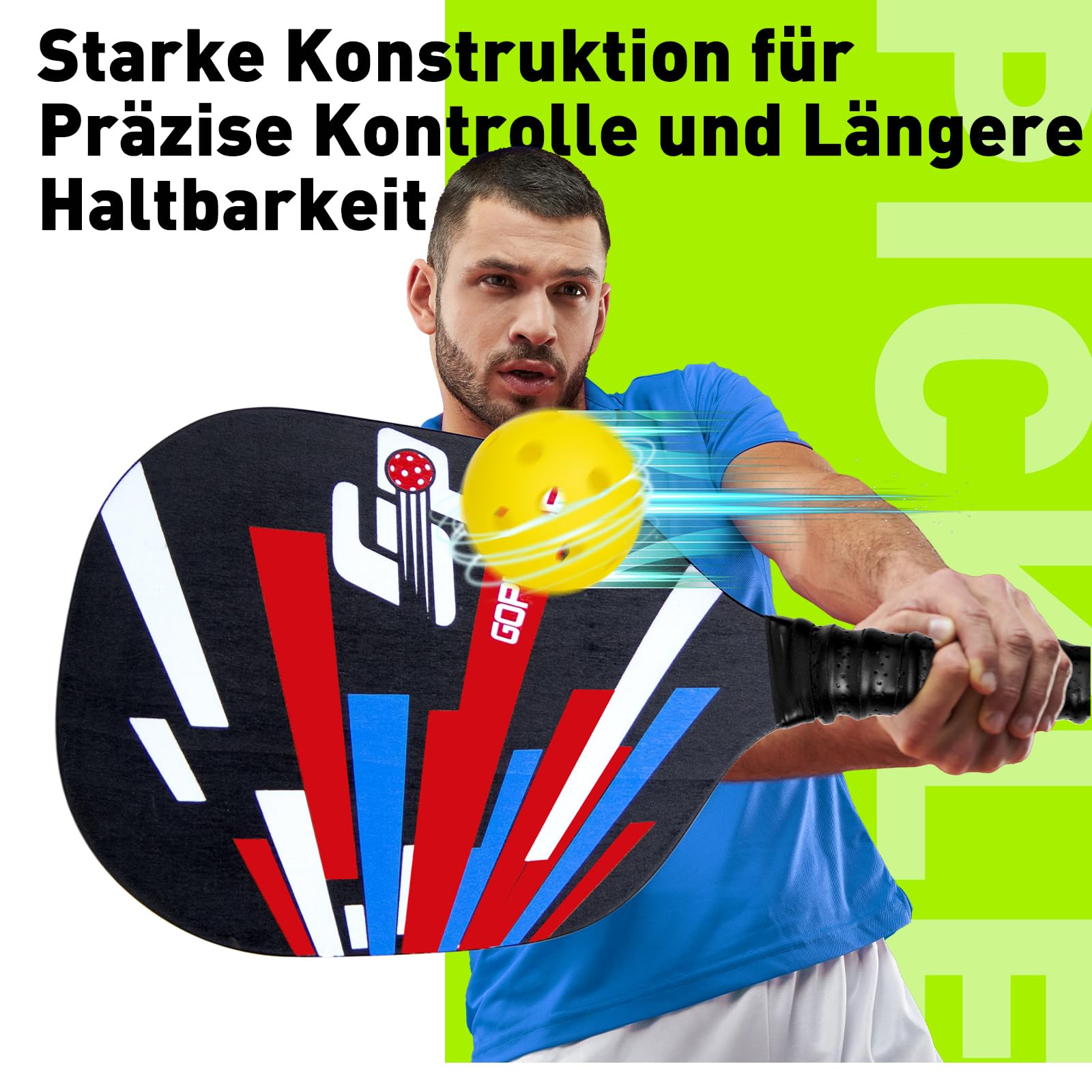 GoPickle Pickleball Set - 4 Premium-Holzpaddel, 4 Bälle, Wasserdichte Tragetasche - Indoor & Outdoor Schläger Für Anfänger Und Erwachsene