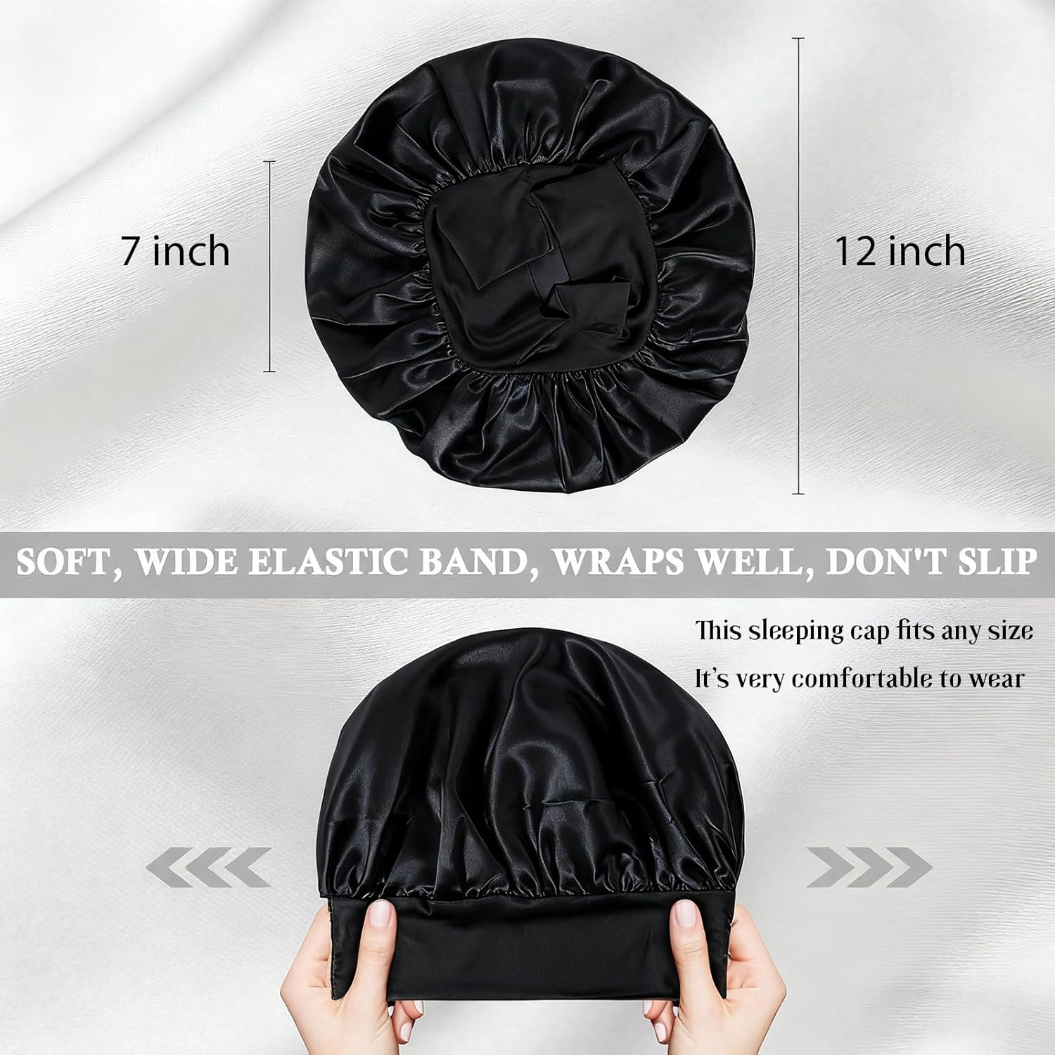 5 Pcs Silk Bonnet for Sleeping Women, Curly, Natural Hair Bonnet for Sleeping, Satin Bonnet Hair Accessories for Women - Image 3