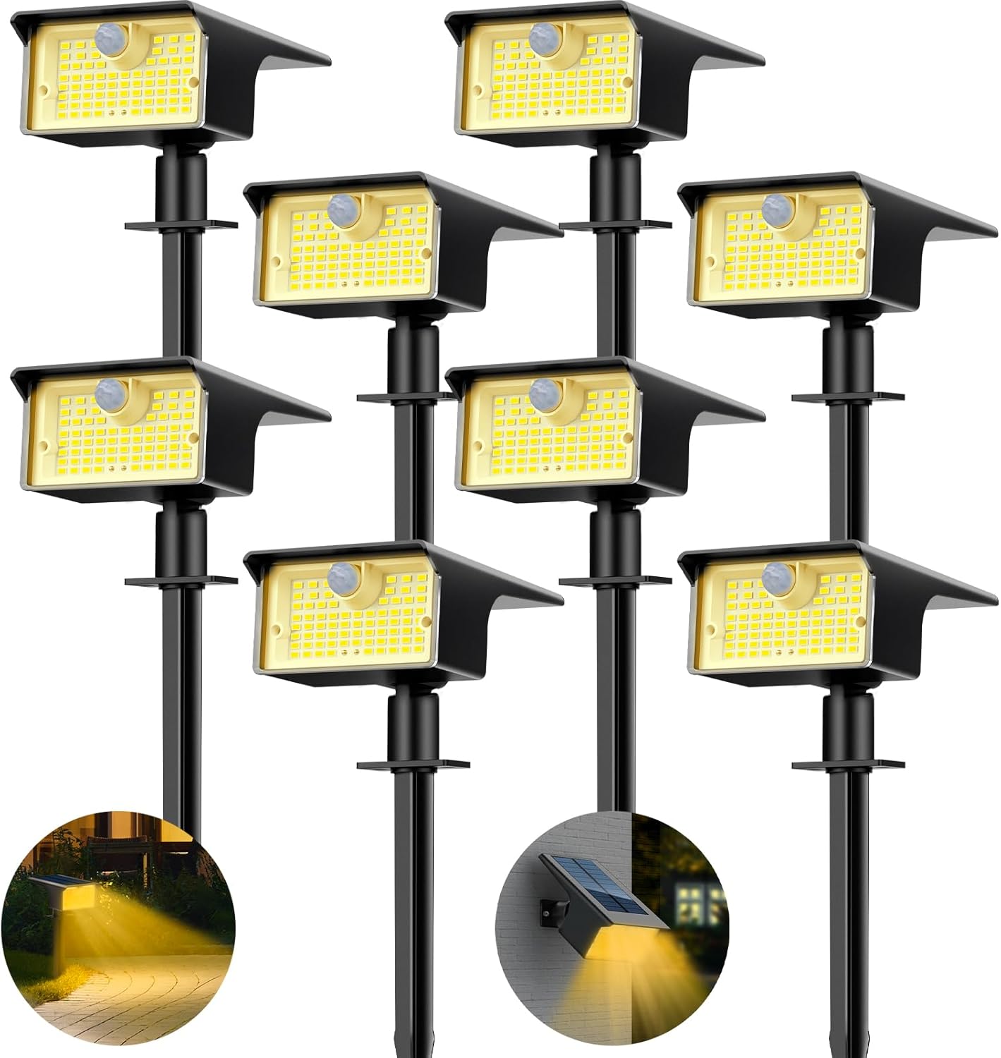 Solar Spot Lights Outdoor Motion Sensor, [62 LED/8 Pack] Solar Lights