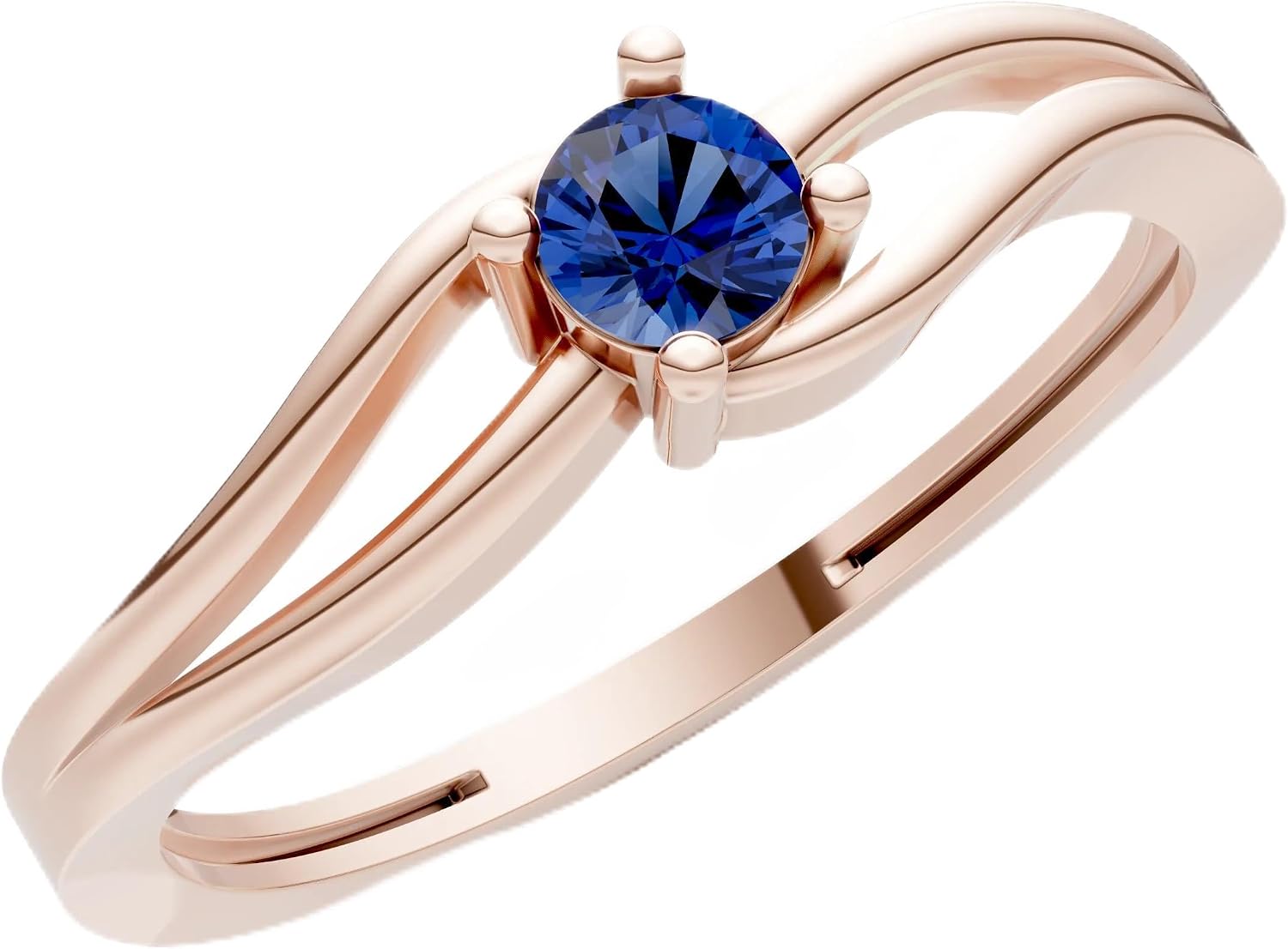 PEORA Round Cut Blue Sapphire Stackable Band Available in Solid 10K, 14K or 18K Ring – White, Yellow or Rose Gold