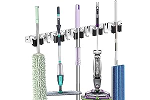 Upgrade Vacuum Closet Organizer Wall Mount Broom Holder Garage Laundry Room Storage...