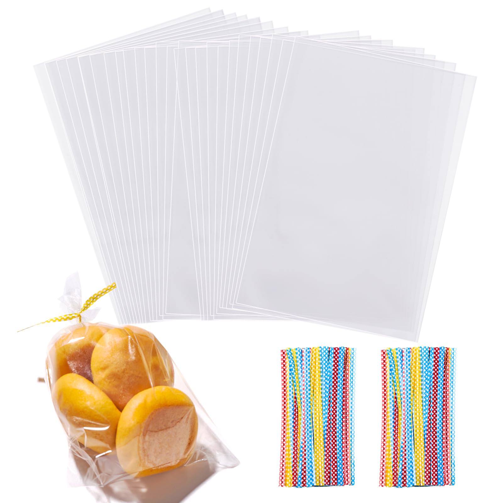 Sponsored Ad - 200 PCS Transparent Clear Cellophane Bags 6x9 Inches With Ties for Cookies, Gifts, Products, Candy, Favors - Resealable Packaging