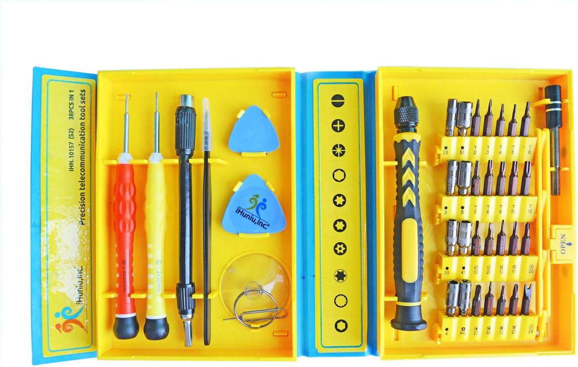 iHuniu IHN10157 Precision Screwdriver Set with Magnetic and Tweezers Pry Tool Suction Cup, 30 Bits