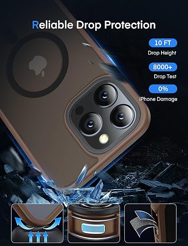 Miniatura 4 de Mgnaooi Funda magnética para iPhone 14 Pro Max, probada contra caídas de grado militar y compatible con MagSafe parte trasera translúcida mate con