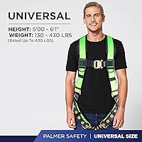 Vista 5 de Palmer Safety - Arnés de seguridad de cuerpo completo con ajuste de 5 puntos, anillo en D dorsal, piernas con ojales, dos anillos en D laterales e