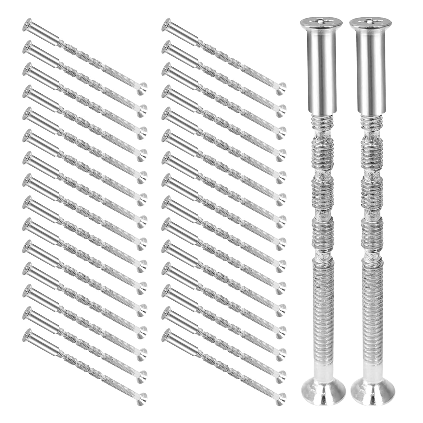 32 Sets M4 Door Handle Fixing Screws and Sleeves, Screws for Door Handles Cabinet DrawersDoor Handle Bolt Through Fixings Connecting Screwsand Screw Sleeve Set