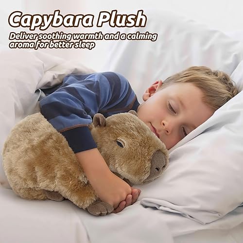 Miniatura 8 de Capybara - Animales de peluche para microondas, adorable peluche mullido de Capybara para mayor comodidad, juguete de aroma a lavanda refrigerable
