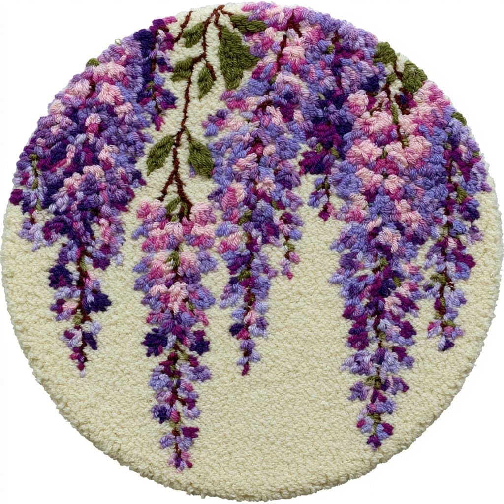AMBATTERY Latch Hook Rug Kit Latch Hook Kits for Adults,Wisteria Flowers