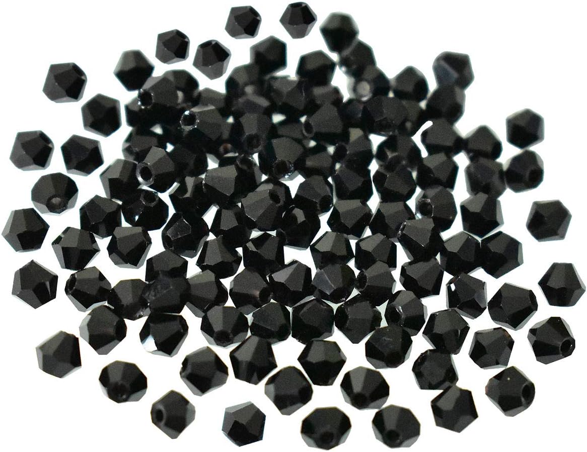 EmbroideryMaterial Crystal Black Beads for Jewellery Making, Bracelet Making, Craft, Bag Making, Embroidery, Embellishment, Toran Making, Pusalu Making (Jet Black, 288 Pieces)