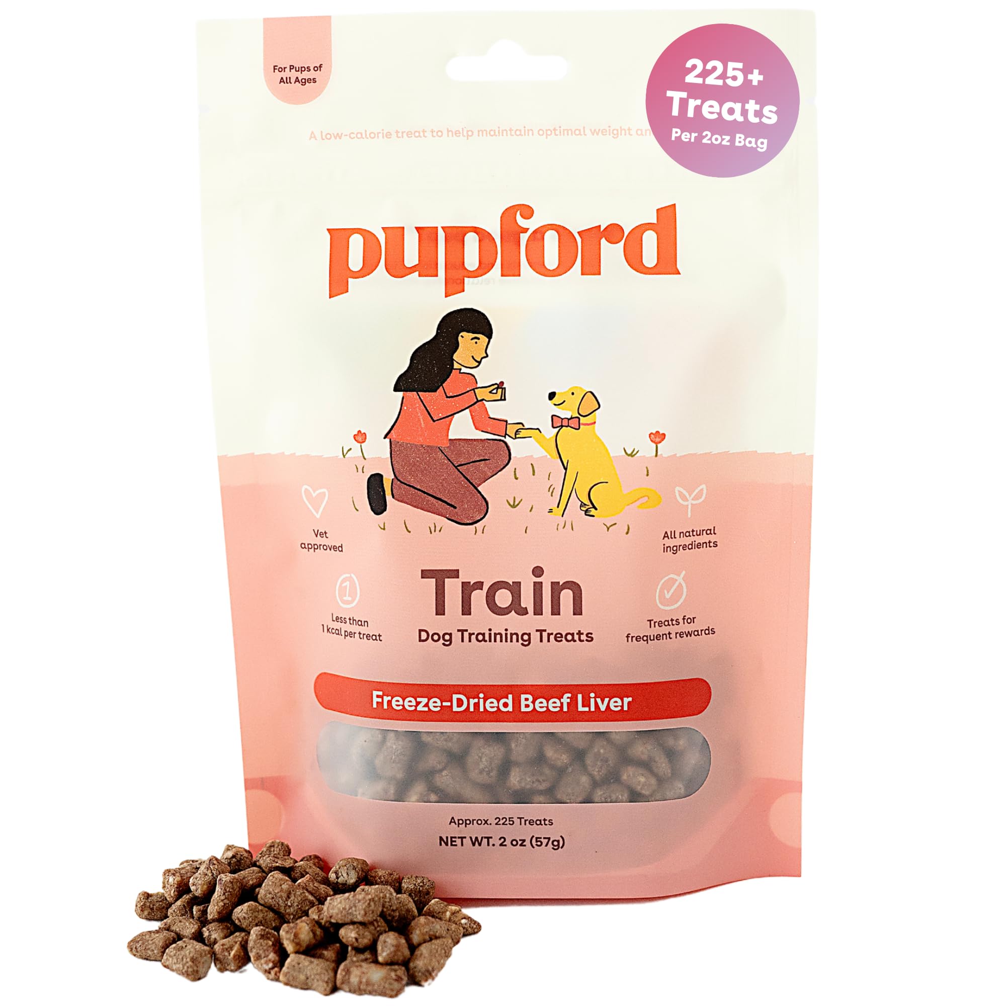 Pupford Freeze Dried Training Treats for Dogs & Puppies, 225+ Three Ingredient Bites (Beef Liver, 2 oz)