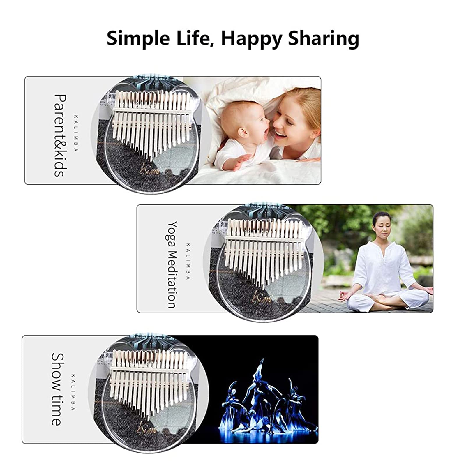 Kalimba 17 Clés, Pouce Piano Transparence Kalimba Portable Piano à Pouce Thumb Piano Cadeau d 'Anniversaire pour Les Enfants et Les Musicien