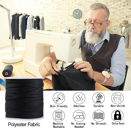 Miniatura 36 de Cinta al bies de doble pliegue de 1/4 de pulgada, cinta de encuadernación al bies de doble pliegue de 55 yardas por rollo para manualidades, Azul