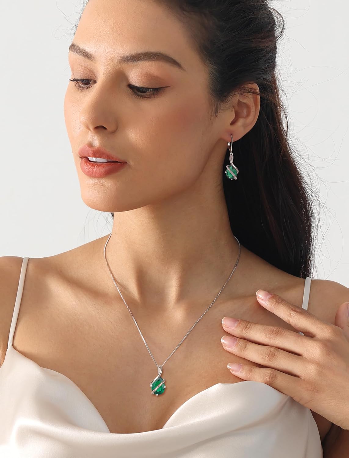 YL Teardrop Dangle Earrings 925 Sterling Silver Infinity Drop Earrings 8x12 MM Birthstone Jewelry for Women - Image 3