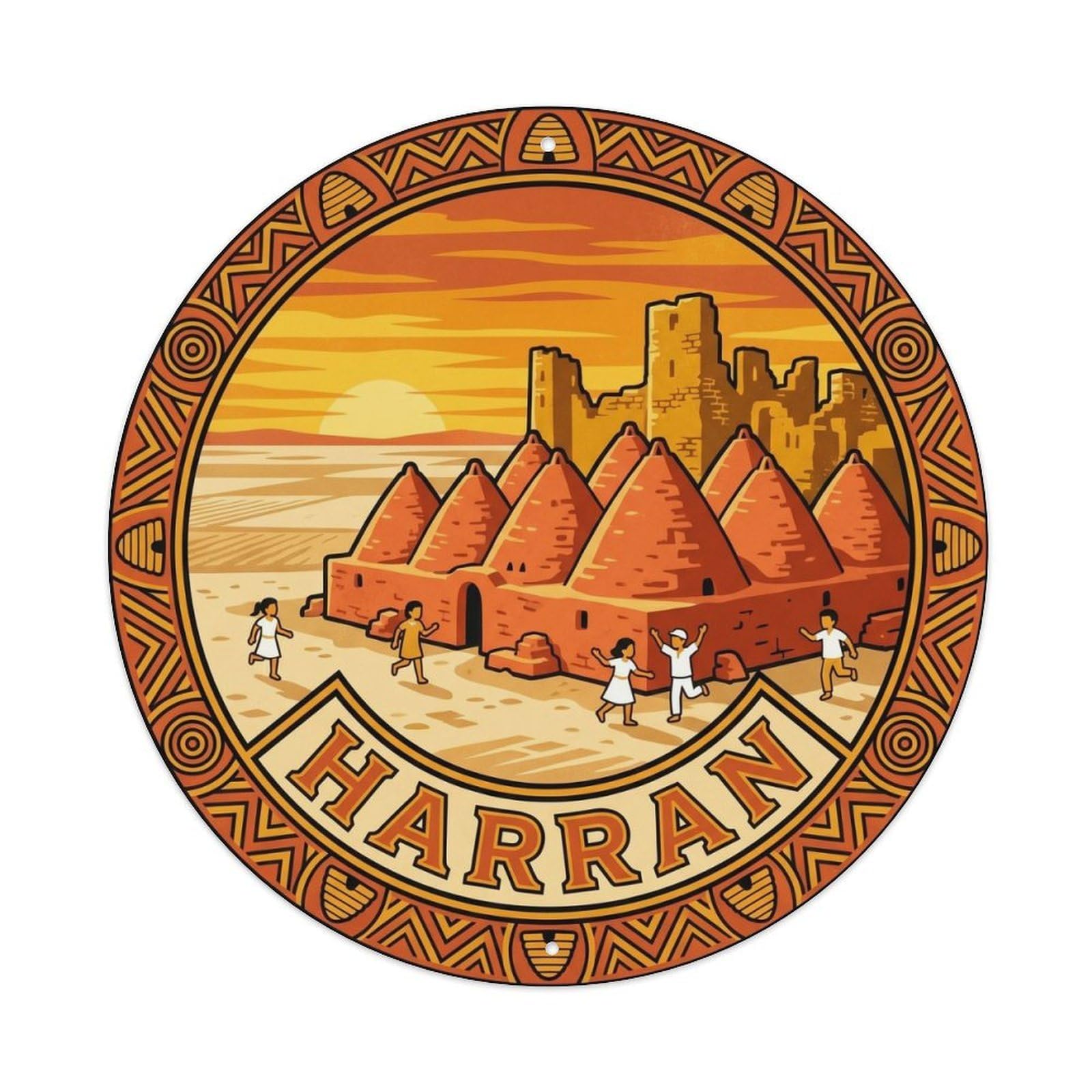 Harran Beehive Houses Travel Turkey Classic Graphic Metal Tin Sign