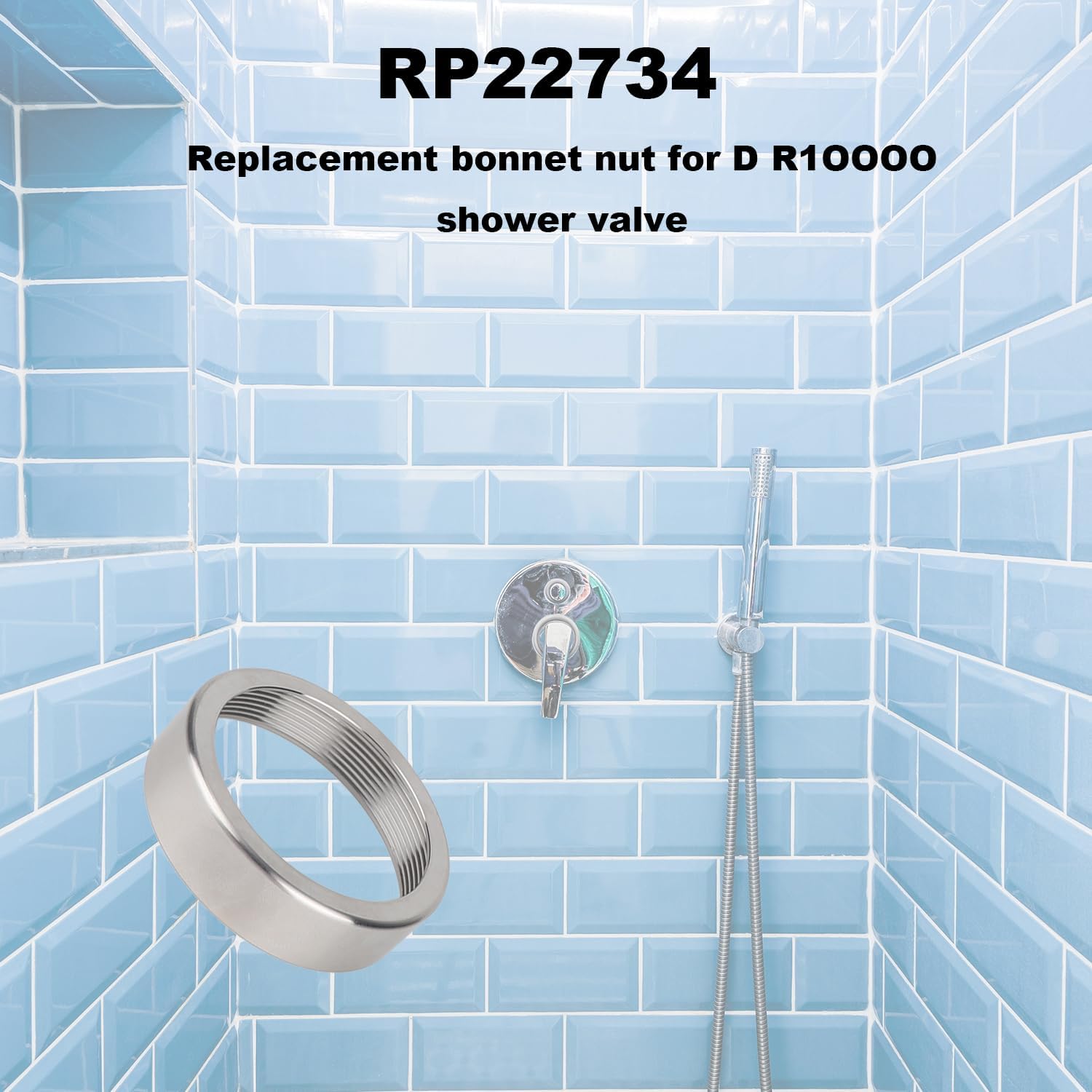 2pcs Bonnet Nut Replacement for Delta R10000, Delta Faucet Cartridge Replacement Parts Stainless Steel Bonnet Nut O Ring for Shower Valve Bathroom Water Faucet