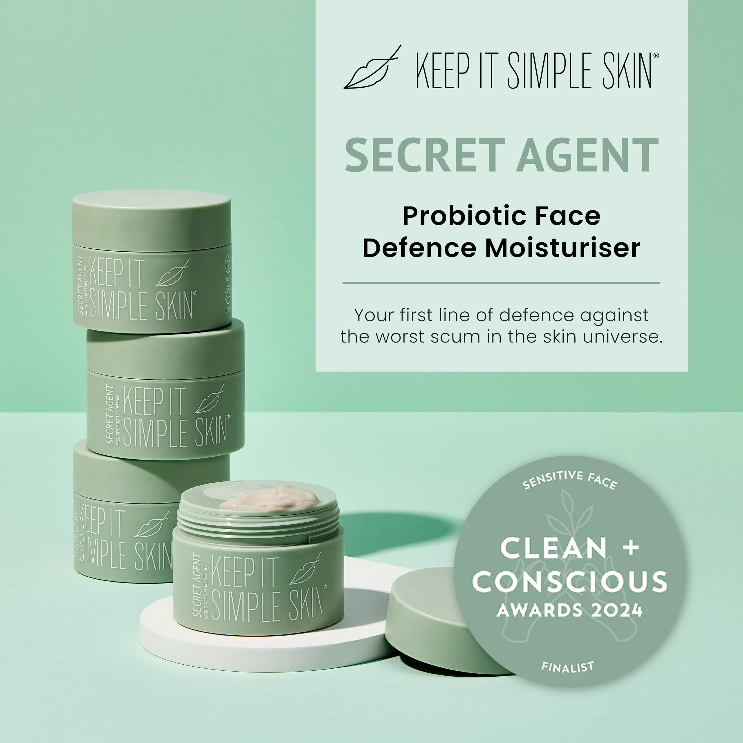 Keep It Simple Skin, Secret Agent Probiotic Defence Face Moisturiser, Hydrating Face Cream for Women Deep Hydration - Image 2