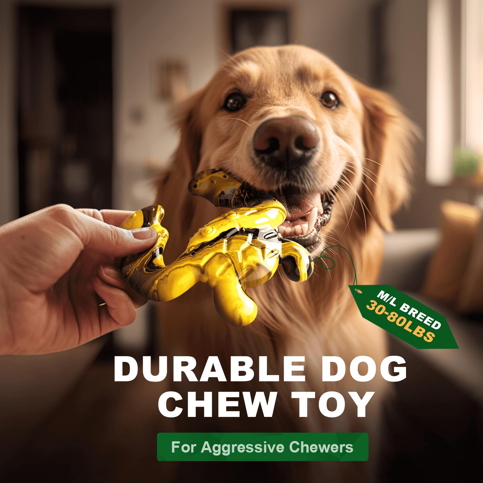Juguete masticable duradero para perros para masticadores agresivos, hueso de nailon resistente para razas medianas, juguete interactivo de dentición con sabor real a tocino, mantiene a los