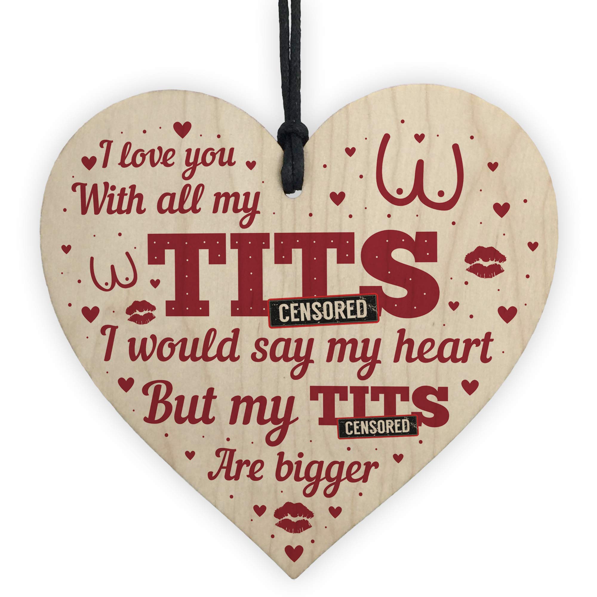 Red Ocean Funny Anniversary Valentines Gift For Him Wooden Heart Gift For Boyfriend Husband Keepsake Plaque