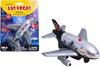 Daron Las Vegas Pullback Airplane – Light & Sound Jet Toy with Electronic Take-Off, 4¼-Inch Plastic Aircraft for Kids Ages 3+