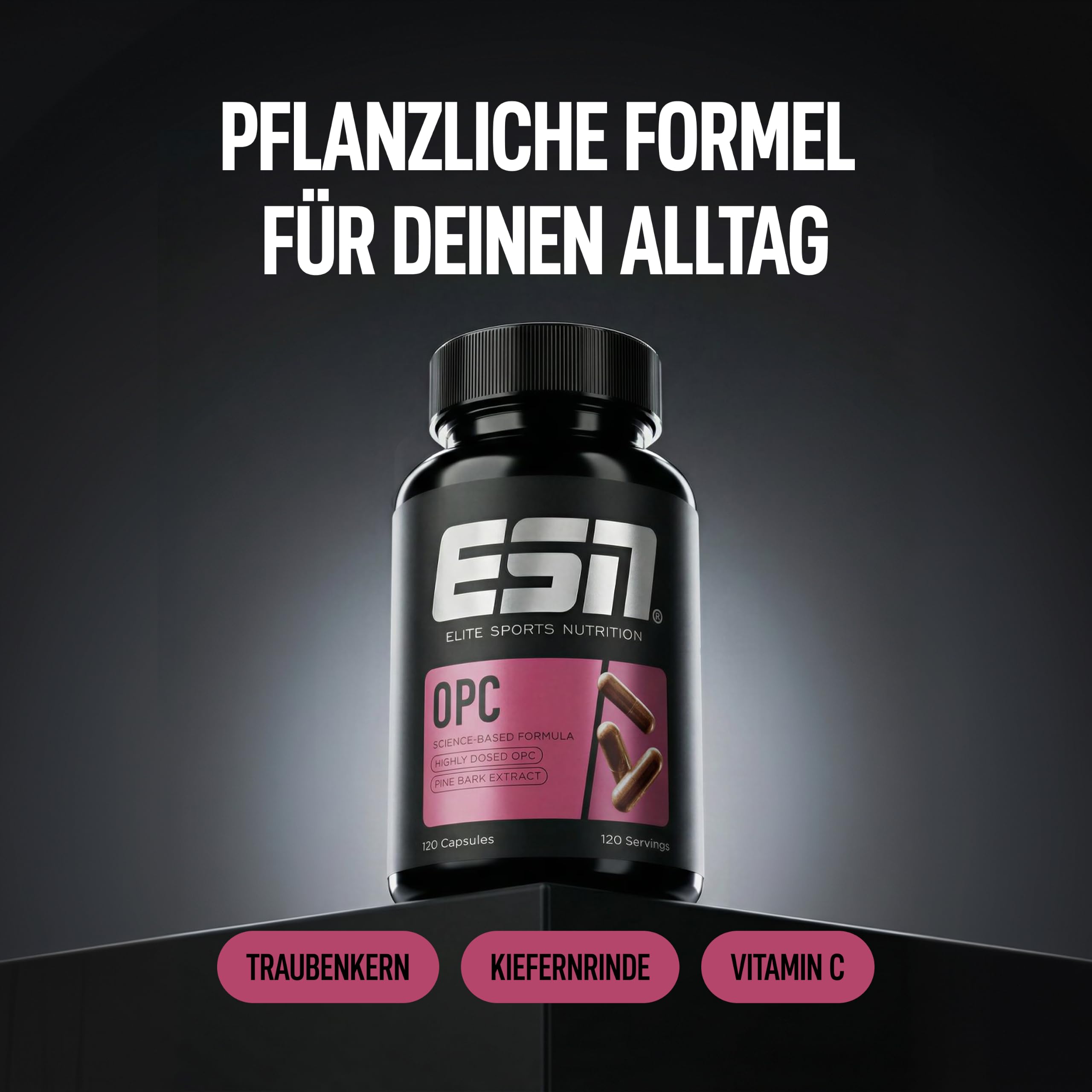 ESN OPC, 120 Kapseln, Traubenkern-Extrakt Kapseln mit Vitamin C, hochdosiert, vegan - made in Germany