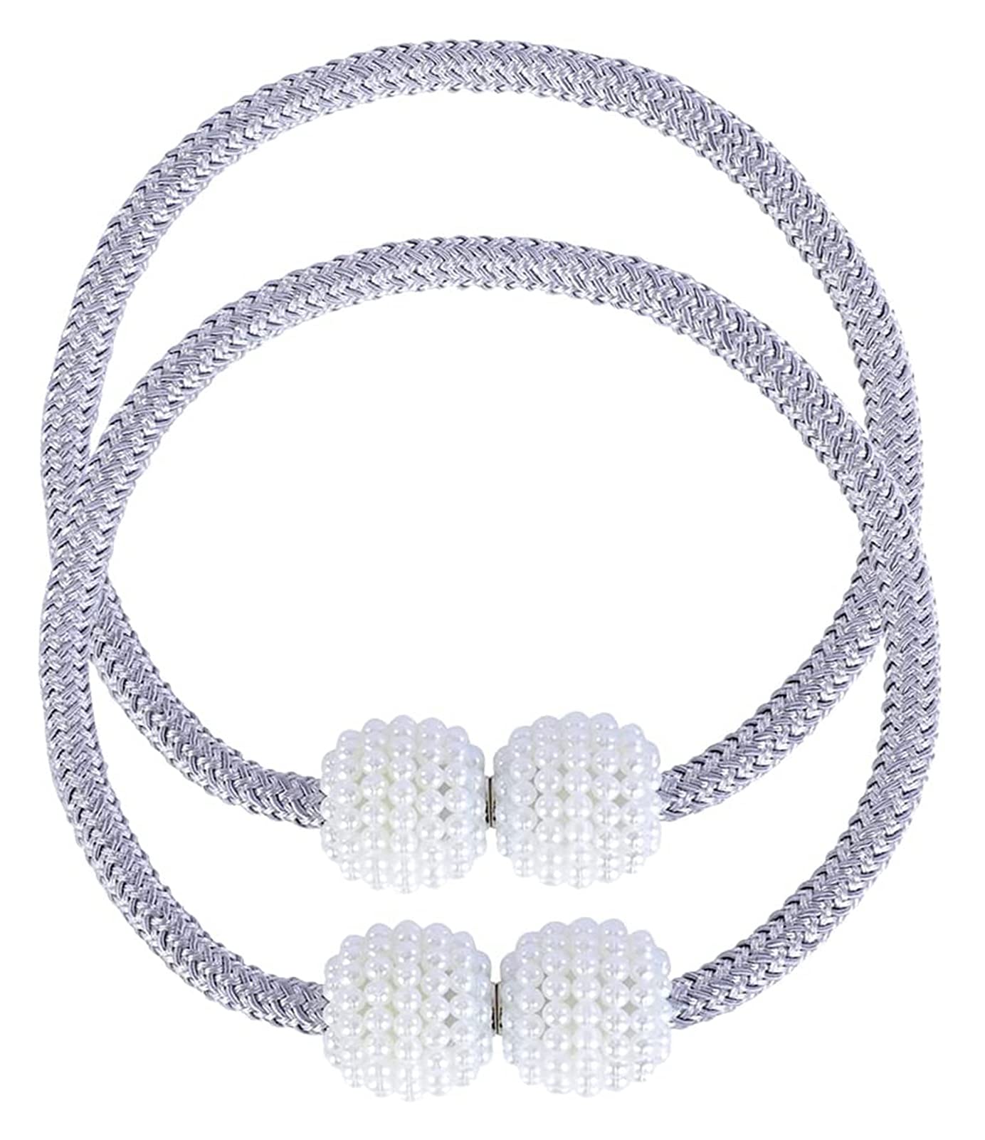 Vorhang-Raffhalter, 2 Stück Magnetische Vorhang-Raffhalter Gardinen-Clips Seil-Halterungen (Grau) (Color : Grey) (Grey)