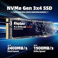 Vista 2 de KingSpec SSD 256GB, M.2 NVMe Gen3x4 SSD 2280 - Hasta 2400 MB/s, unidad interna de estado sólido con flash NAND 3D, compatible con computadoras