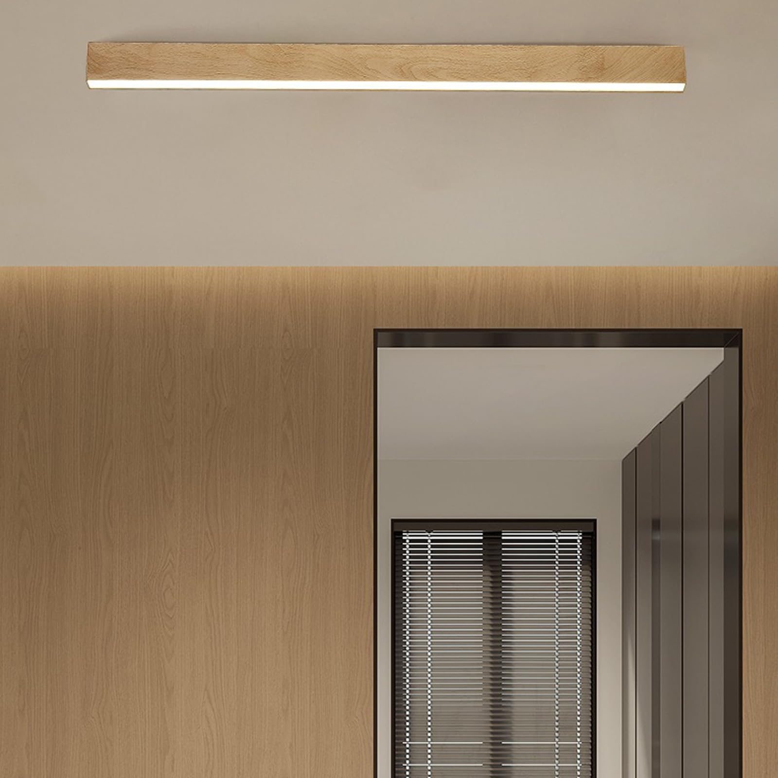 Madera Plafon LED Techo Interior con Mando a Distancia Lámpara de Techo 2700K-6500K Regulable Lámpara Techo Sala de Estar Rectangular Acrílico para Dormitorio Oficina Balcón (Madera clara,60cm)