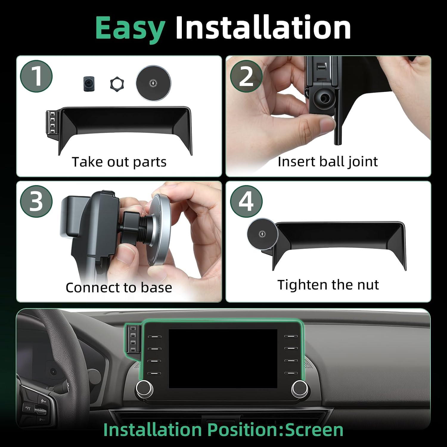 Car Phone Holder for Honda Accord (2018-2022 10th Gen，8"),MagSafe Car Mount Charger,Magnetic Phone Holder,15W Wireless Charging,Screen Phone Holder,360° & Hands Free,2022 Accord Interior Accessories