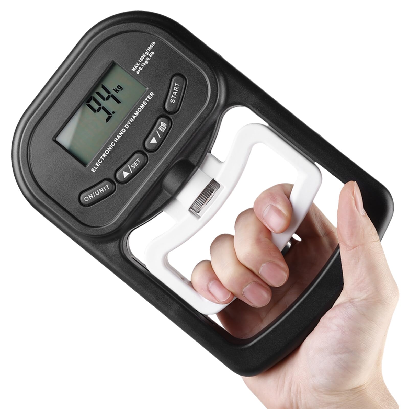 Dynamomètre numérique 180 kg appareil de mesure électronique écran LED entraînement USB intelligent et sensible (noir)