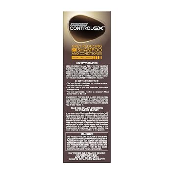 Just For Men Control GX Gray Reducing 2-in-1 Shampoo 4 oz | Keratin formula for thicker-looking hair, For brown to black hair