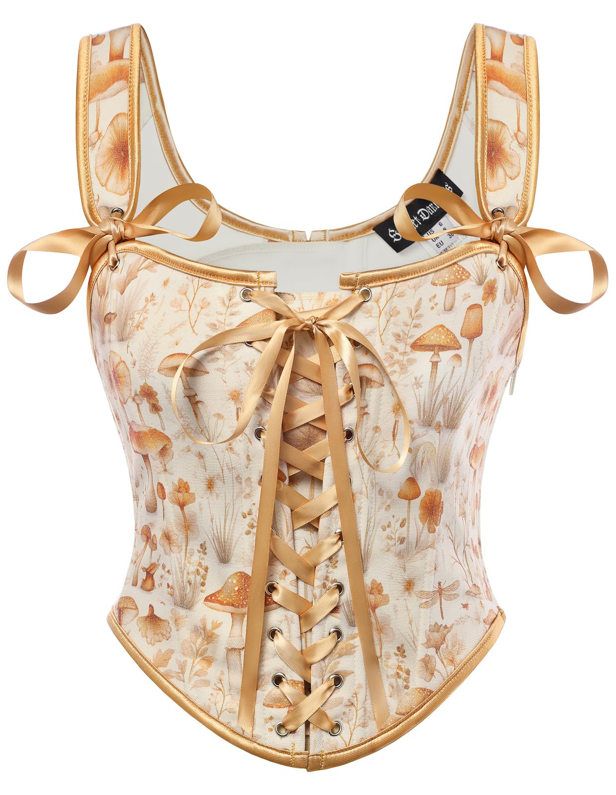 SCARLET DARKNESS Corsetto da donna rinascimentale, scollo a U, con stampa floreale, corsetto con lacci