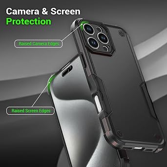 Muzis for iPhone 16 pro max case Rugged, Compatible with Magsafe, Shock Proof & Anti Fingerprint,Made for iPhone 16 pro max case Military Grade, for Men and Women Black