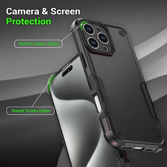 Muzis for iPhone 16 pro max case Rugged, Compatible with Magsafe, Shock Proof & Anti Fingerprint,Made for iPhone 16 pro max case Military Grade, for Men and Women Black