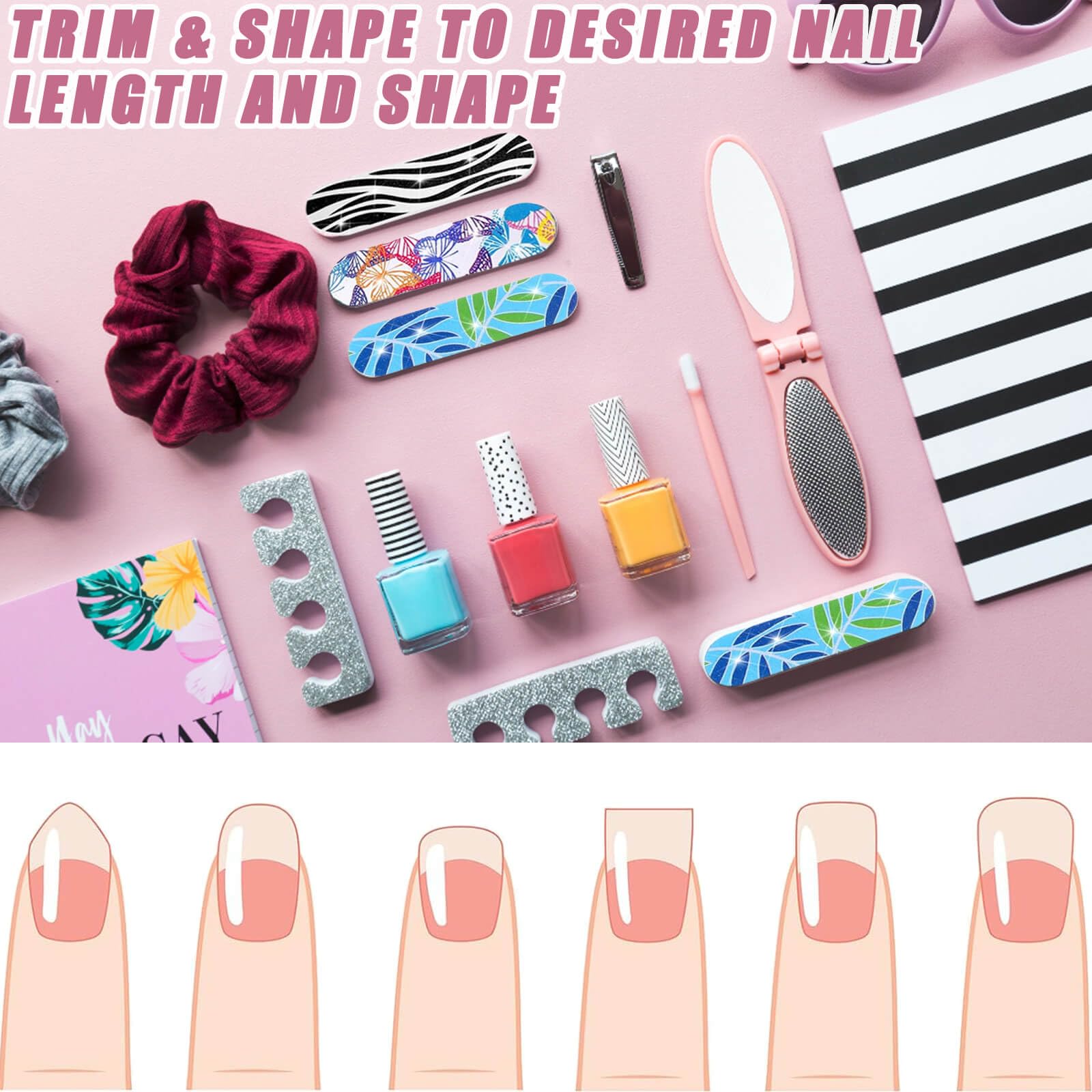 Mini-Nagelfeilen, Körnung 180, doppelseitig, Einweg-Schleifbretter für natürliche Nägel, Maniküre-Set, 100 Stück