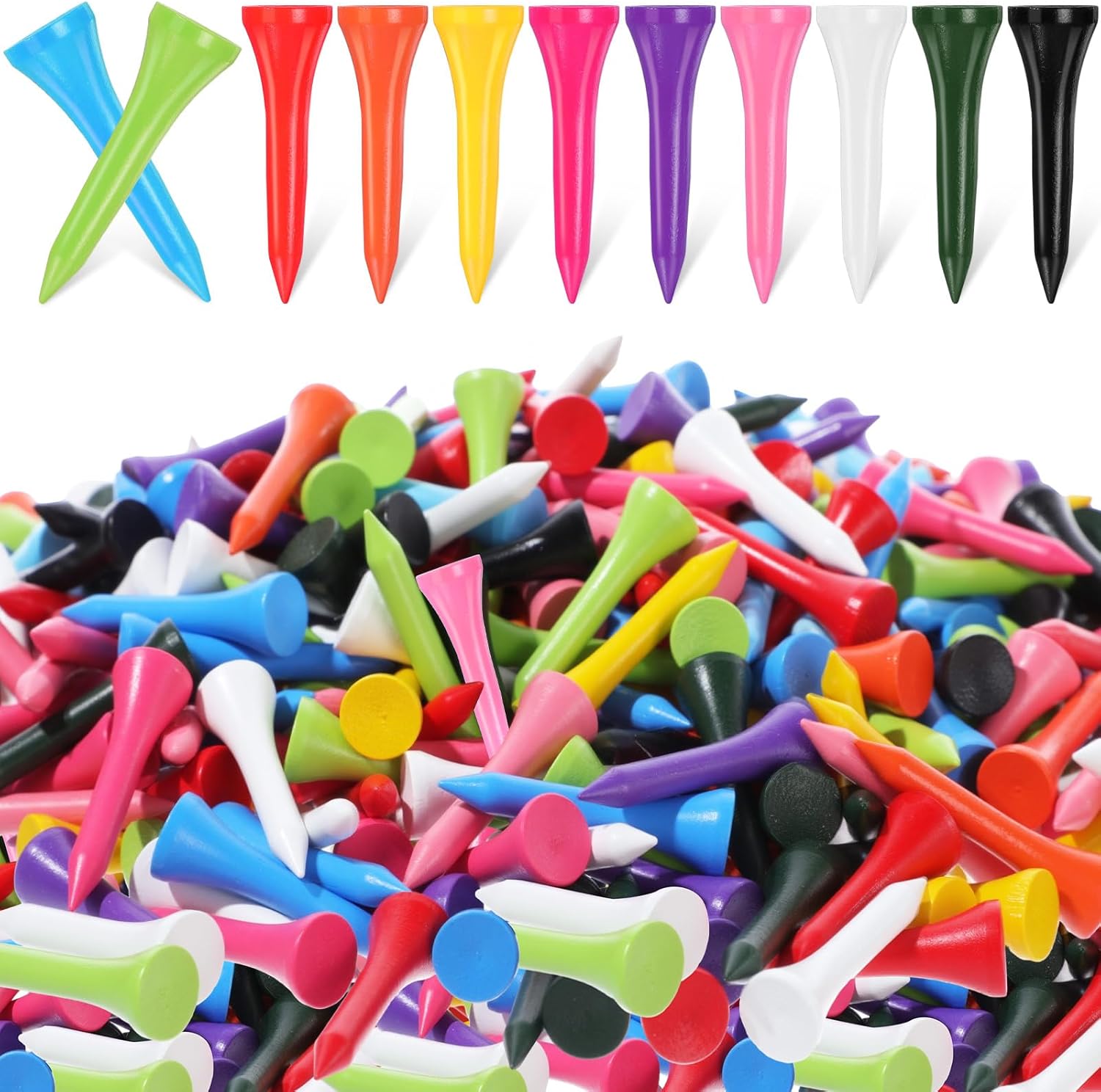 Mudder 2000 Pcs Bamboo Golf Tees Bulk Professional Golf Tees Reduce Friction Side Spin for Club Men Women Kids Accessories