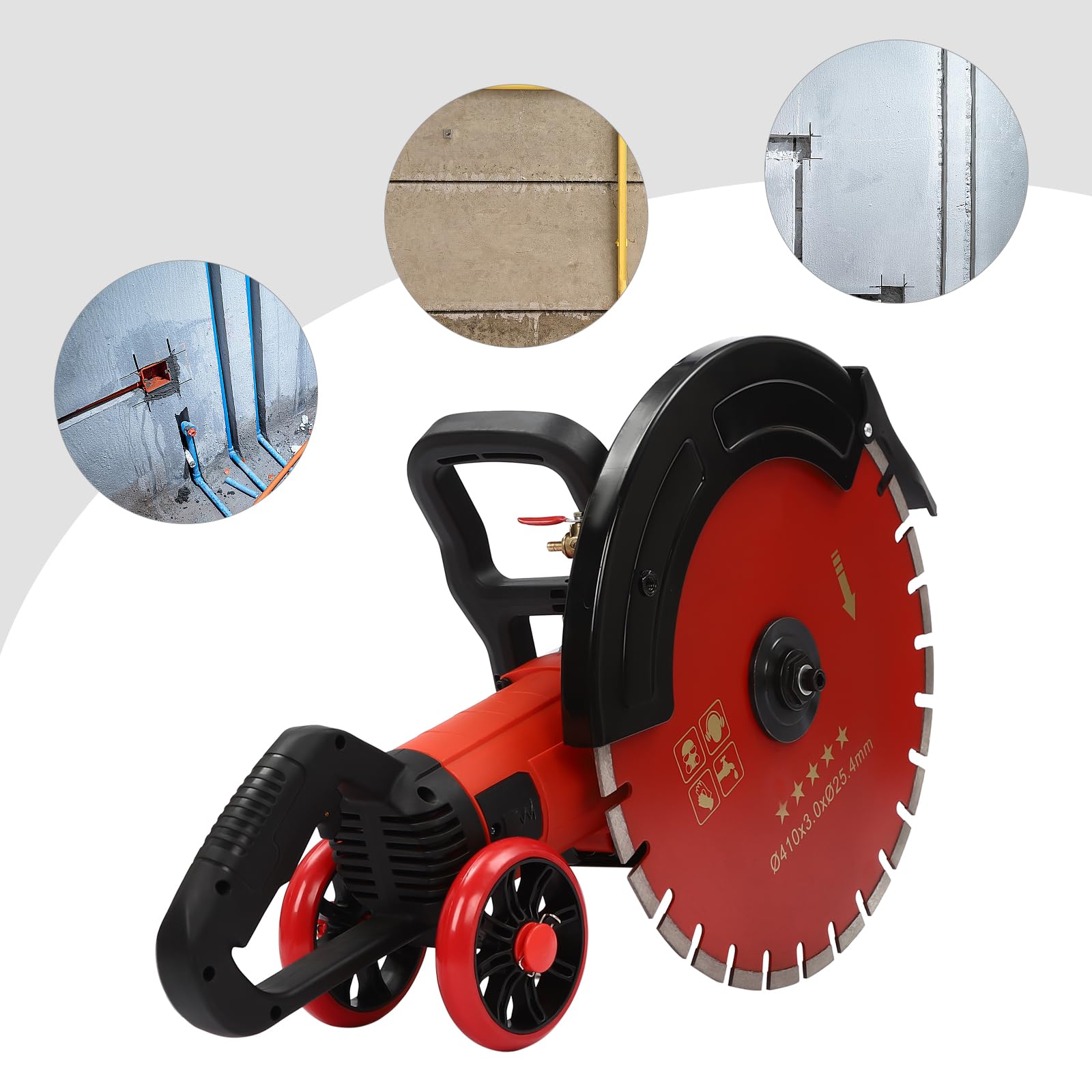 Sega Elettrica per Calcestruzzo GMSLuu da 4000 W, 220 V, Lama Diamantata da 41 cm, 3000 giri/min, Sega per Calcestruzzo Bagnato/Secco di Pietra, Cemento, Granito, Mattoni Rossi, Ceramica, Pavimenti in