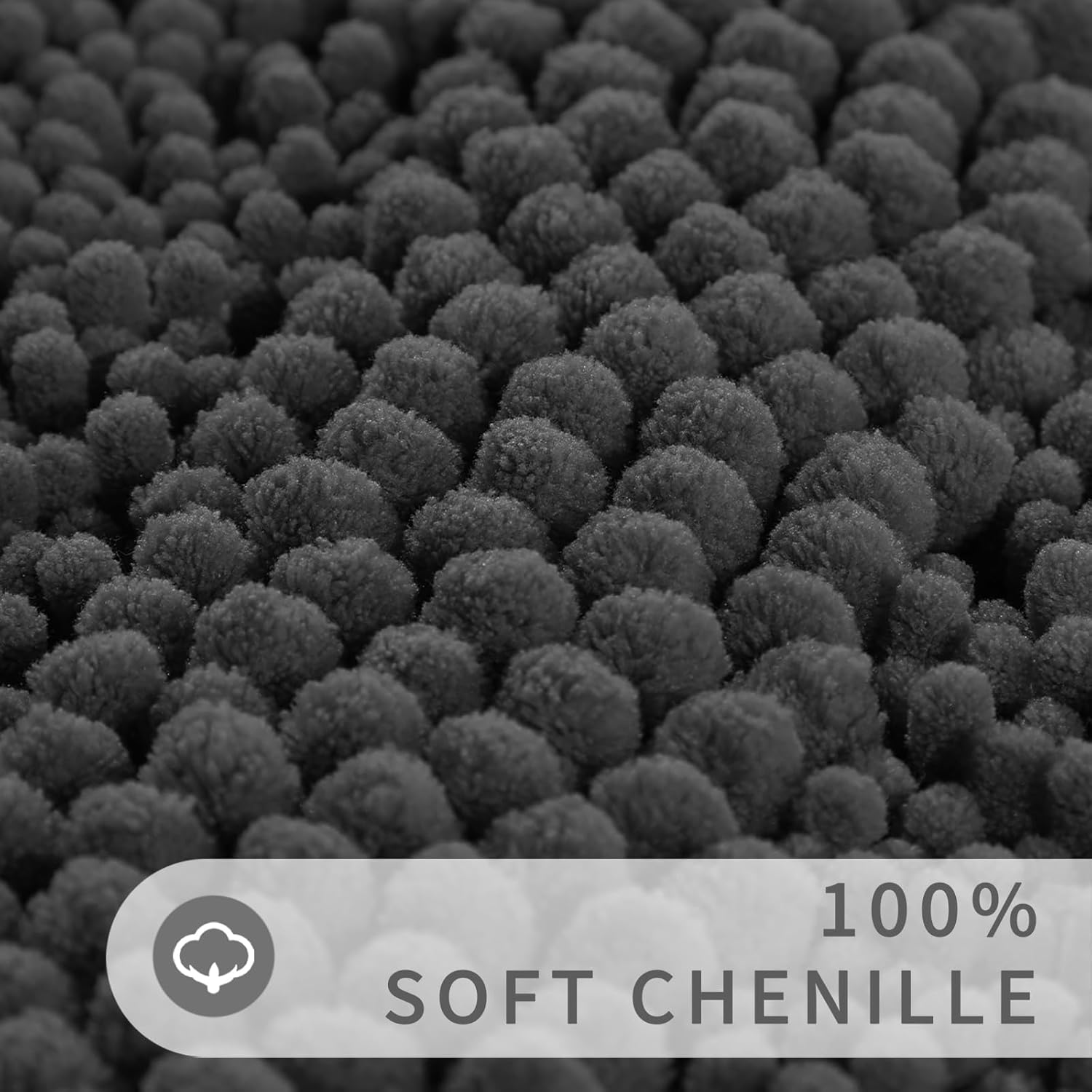 Yimobra Bathroom Rug Set 2 Piece, Soft Absorbent Chenille Bath Mat Set, Non Slip Machine Washable Quick Dry, Plush Shower Rugs for Bathroom Floor Sink Tub, 32"x20"+24"x17", Dark Gray