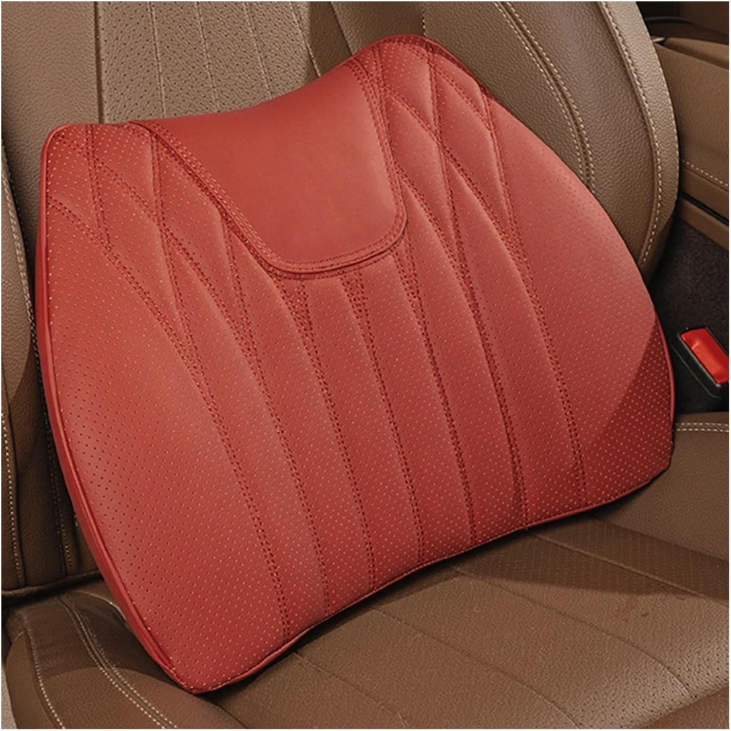 Car Seat Cushion for BMW All Model I3 I4 I8 X1 X2 X3 X4 X5 X5M X6 X7 Z4 Car Lumbar Support Pillow Auto Seat Waist Back Cushion (Color : Red B)