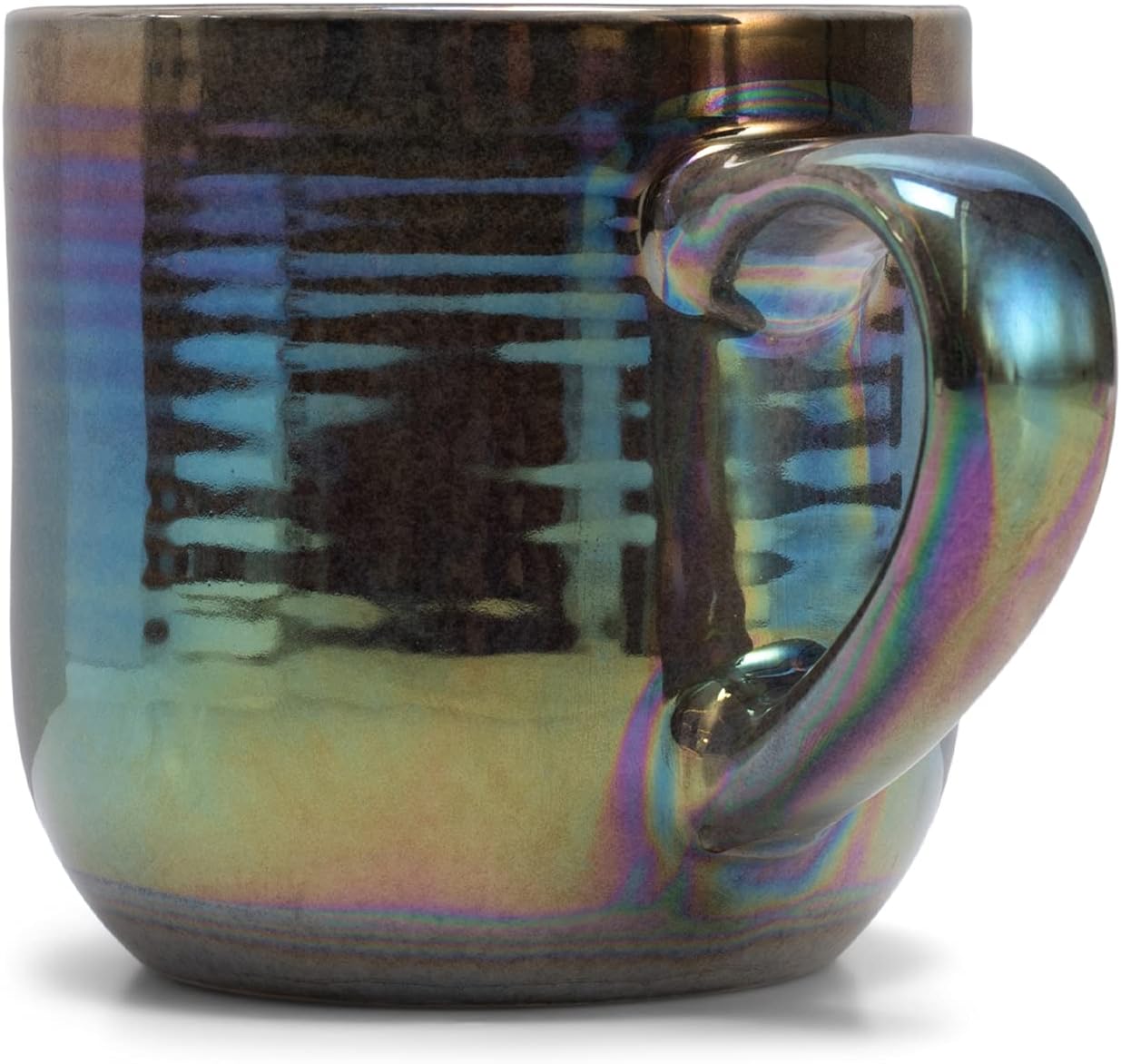 Elanze Designs Glossy Reactive Glaze Large 17 Fluid Ounce Everyday Kitchen Food Grade Ceramic Stoneware Coffee Mug Cup with Comfort Curved Handles, Set of 4, Black image 3