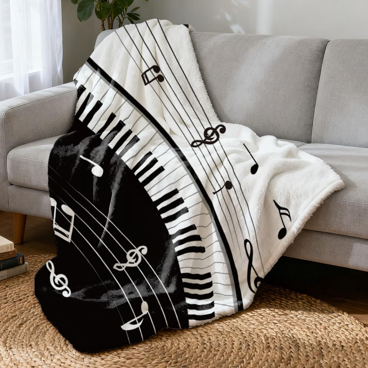 Couverture piano en flanelle super chaude pour canapé et lit