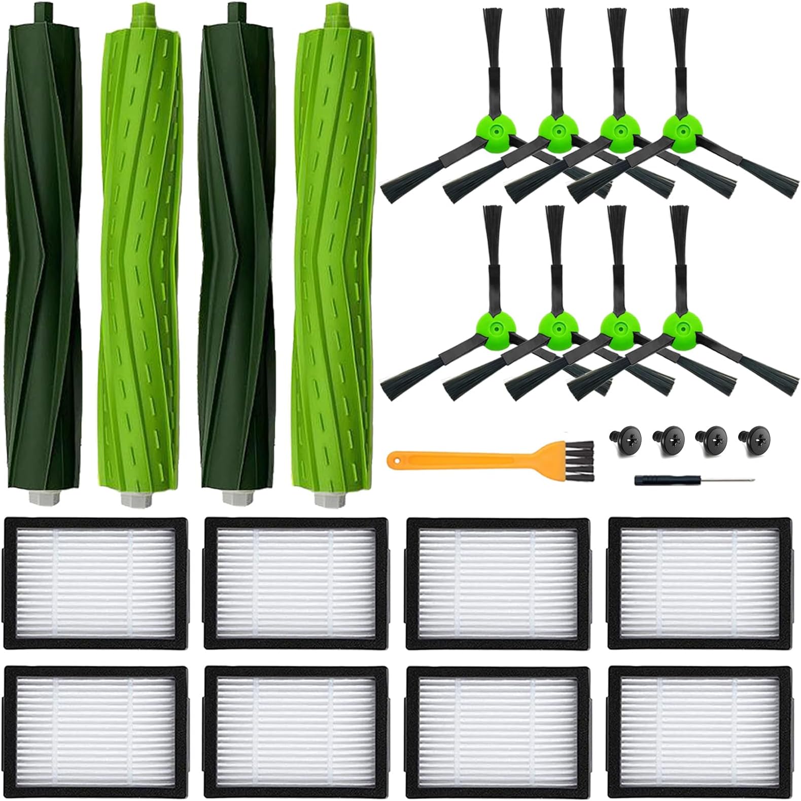 Lot De 2 Brosses à Rouleau De Rechange Pour IRobot Roomba I7, I3, I4, I6, I8, E5, E6, E7, J7 - Vert Et Vert Foncé
