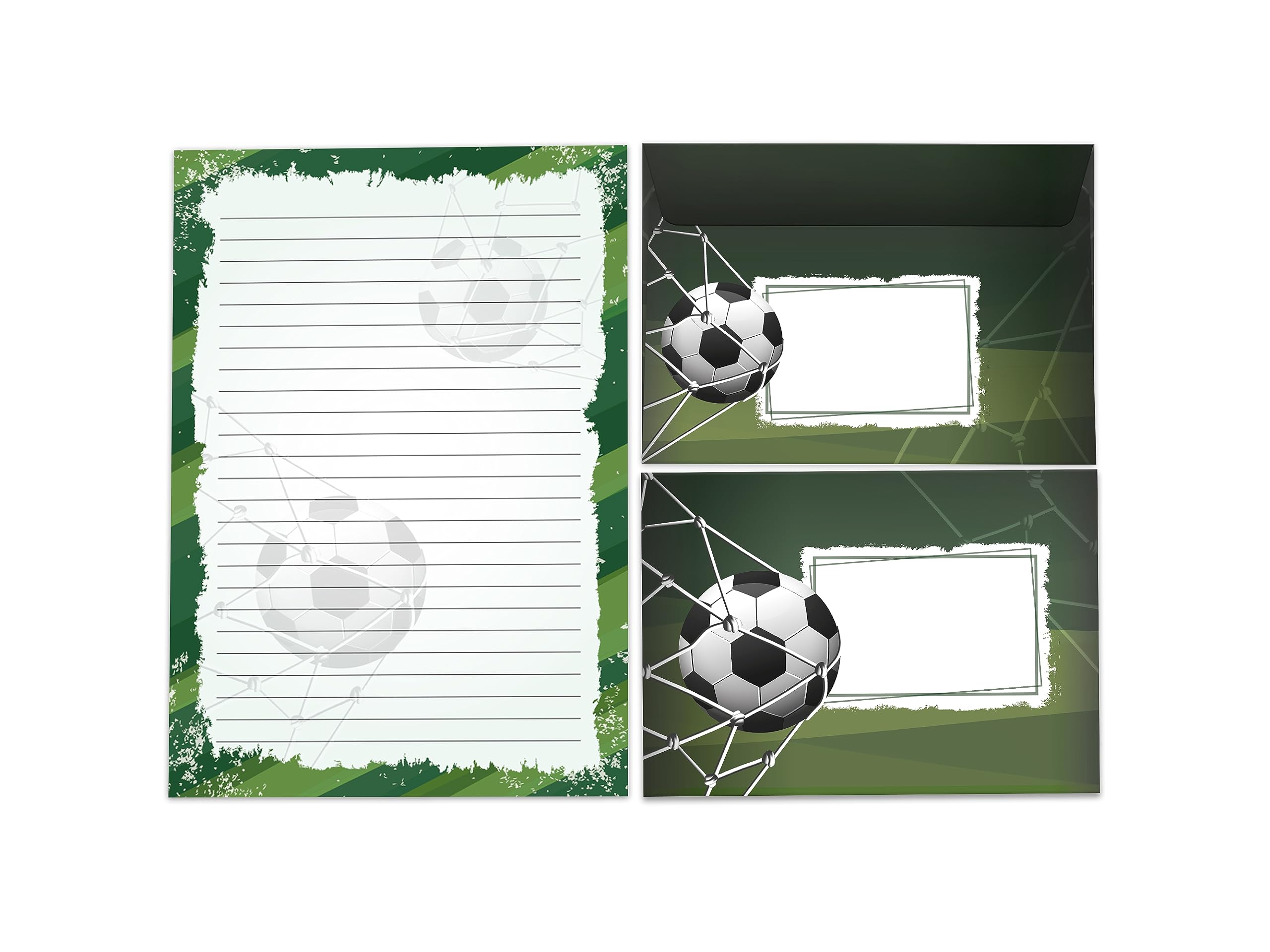 Bloc à Lettres Ligné A5 Football Doré + 15 Enveloppes - Papier 80g, Fabriqué En Allemagne, Enfant