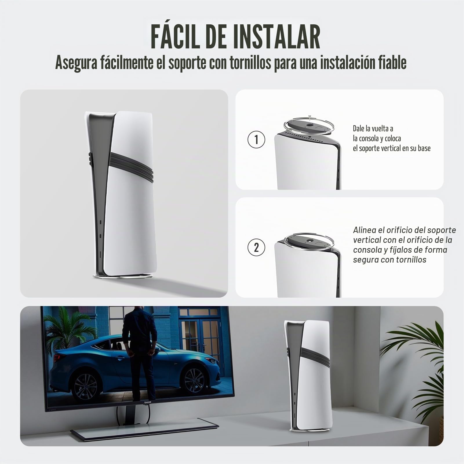 Soporte Vertical para PS5 Slim y PS5 Pro, Soporte para PS5 Slim/PS5 Pro Console Disc y Digital Edition
