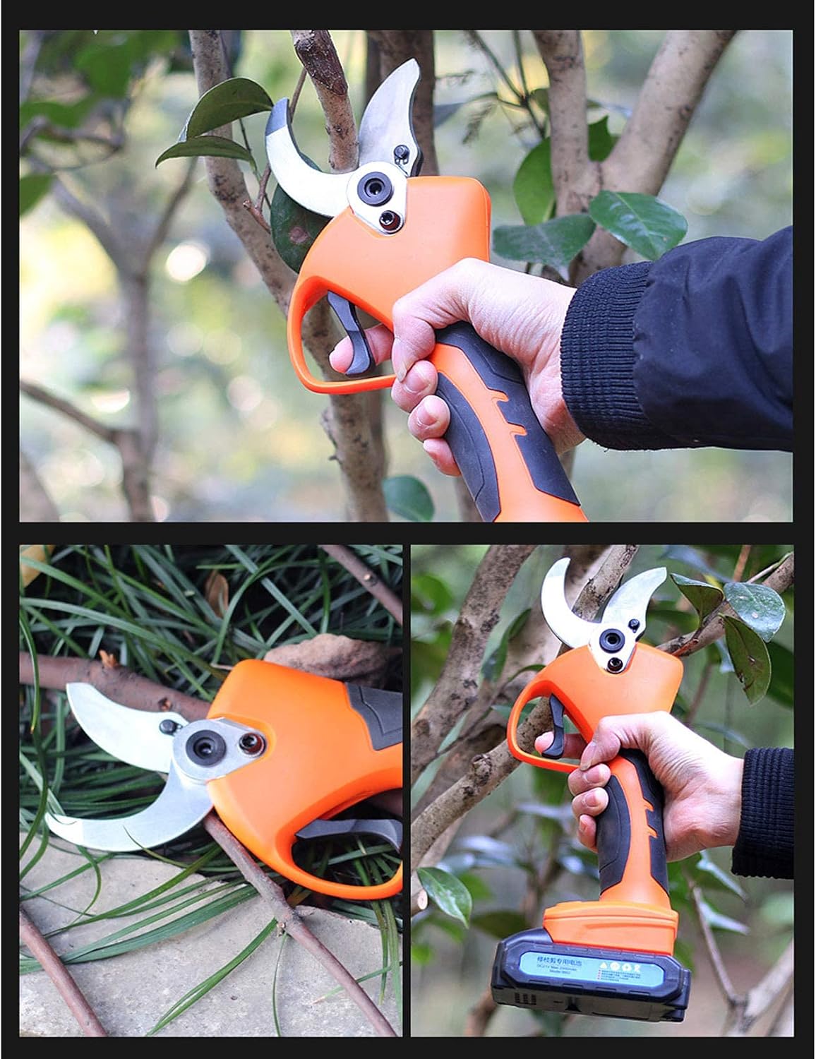 Electric Secateurs Cordless With Replacement 2000mAh Batteries, Cordless Pruner Rechargeable For Gardening Cutting Branches Fruit Trees (2.5cm in Diam
