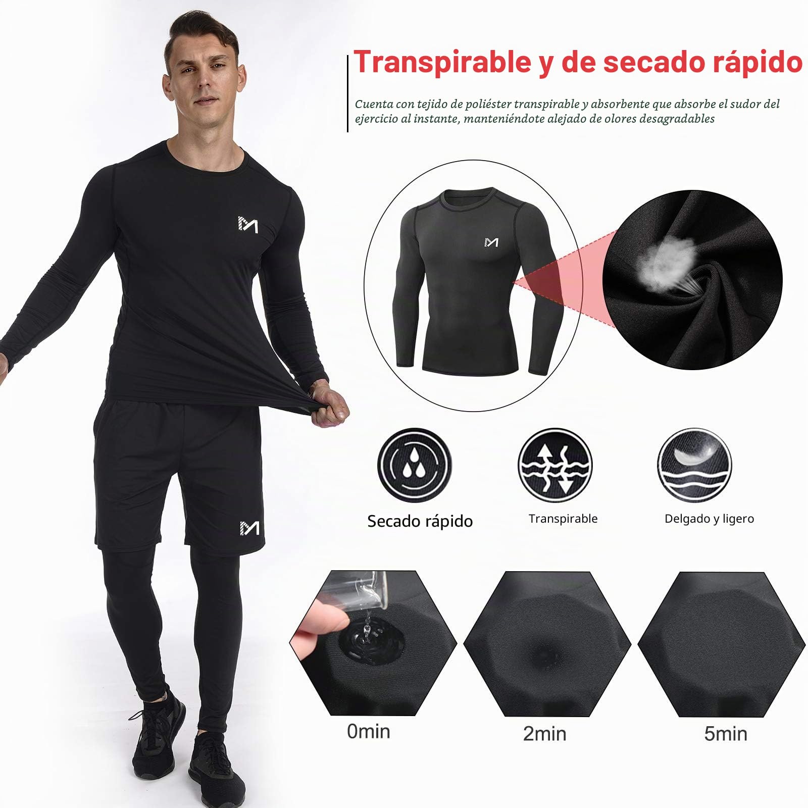 MEETYOO Kompressionsshirt Herren Set Kompressionsshirt Herren Set Hombre