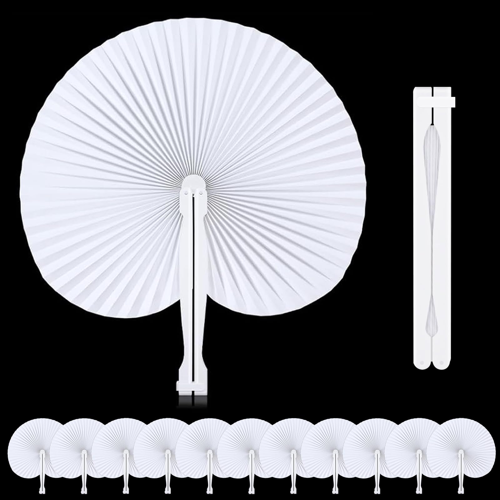 PATILWON 12 Pack Elegant Wedding Hand Fans – Foldable Paper Fans for Guests, DIY Handheld Fan for Summer Weddings, Parties, Decorations