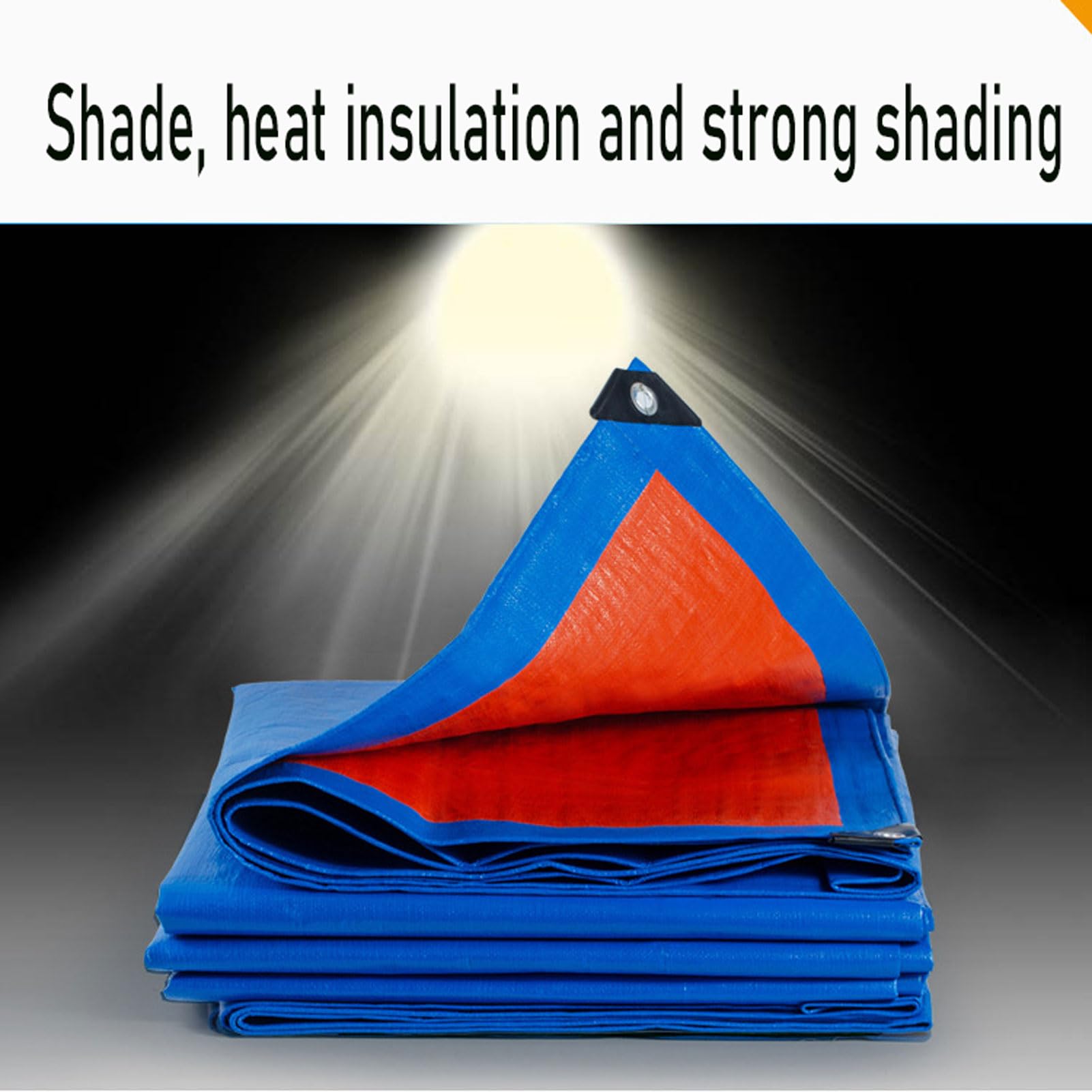 Strapazierfähige PE-Gewebeplane, 10 x 10 m, wasserdichte Mehrzweck-Kunststofffolie für Zuhause, Boot, Auto, Camping, Blau/Orange
